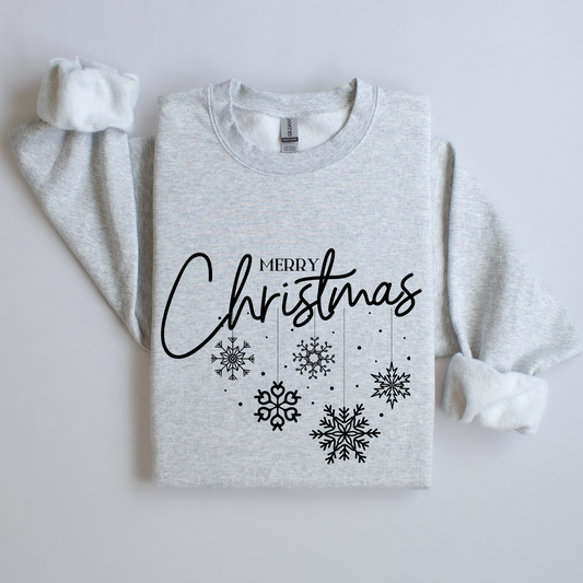 Merry Christmas W/ Snowflakes Crewneck Sweatshirt